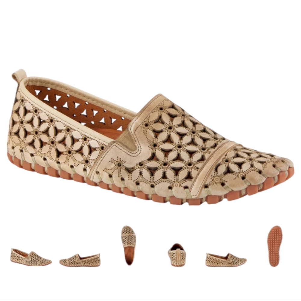 SPRING STEP | Women's Flowerflow  Beige Flats, Sz. 40